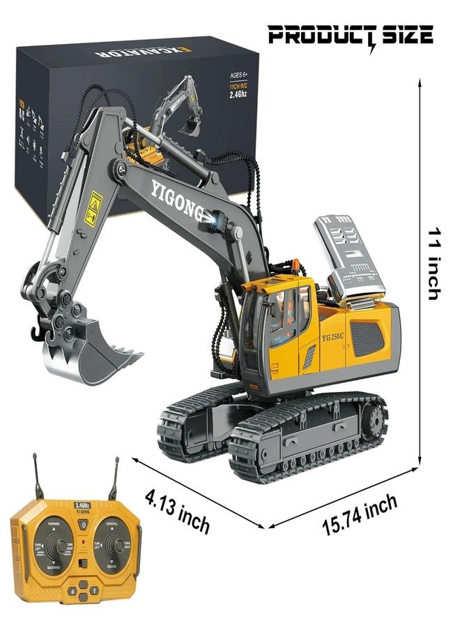 Junona لعبة حفارة JCB جديدة تعمل بالتحكم عن بعد من جونونا بمقياس 1/20، مناسبة للأولاد من عمر 6 إلى 12 سنة، أفضل هدية عيد ميلاد للأطفال من عمر 7 إلى 11 سنة، ألعاب بناء تعمل بالتحكم عن بعد مع مجرفة معدنية، أضواء، أصوات بتردد 2.4 جيجاهرتز، متعددة الألوان - Image 4
